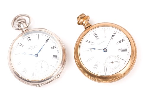 Lot 579 - A Waltham silver open face pocket watch, the...