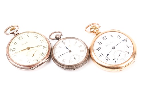 Lot 582 - A Cyma silver pocket watch, together with a...