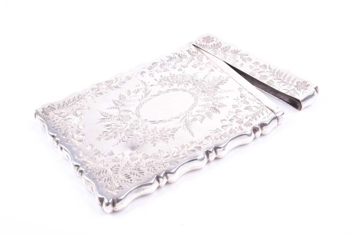 Lot 632 - A Victorian silver card case, with engraved...