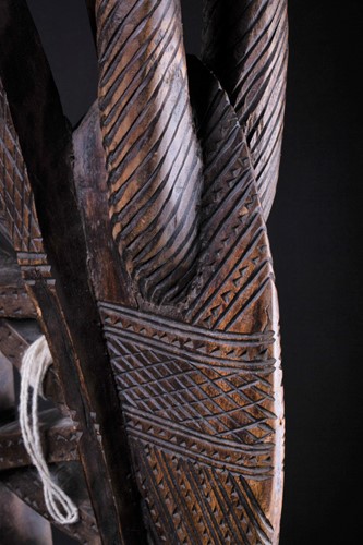 Lot 46 - A Bamana antelope headdress, Mali, with chip...