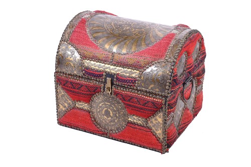 Lot 100 - A small middle eastern dome top trunk, 20th...