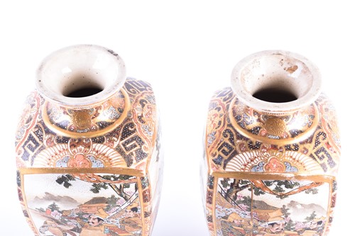 Lot 158 - A pair of Satsuma vases, circa 1880, of square...