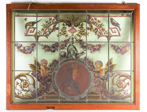 Lot 410 - A 19th century hand-painted stained glass...