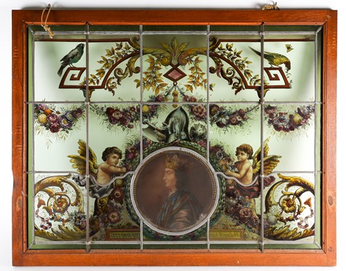 Lot 410 - A 19th century hand-painted stained glass...