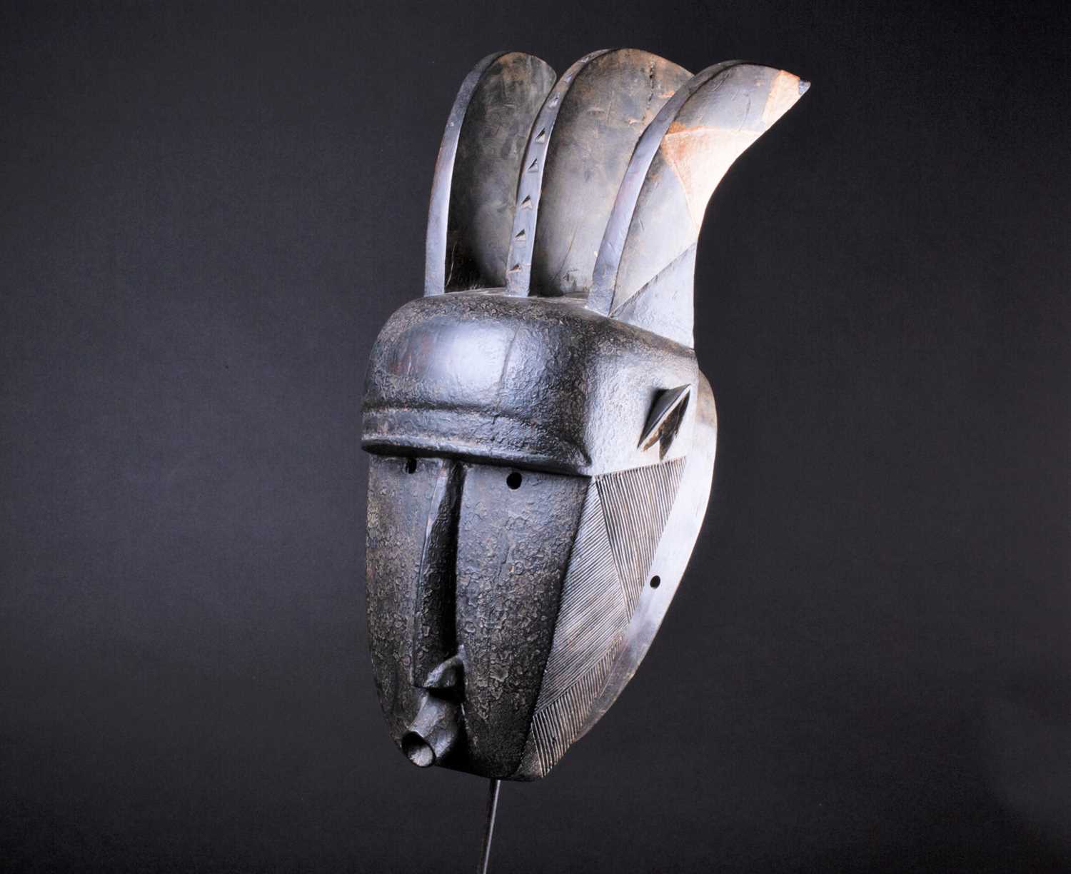 Lot 20 - A N'tomo Bamana mask, Mali, with three curved...