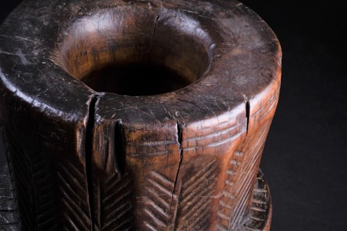 Lot 52 - An Oromo carved wood mortar, Ethiopia, a...