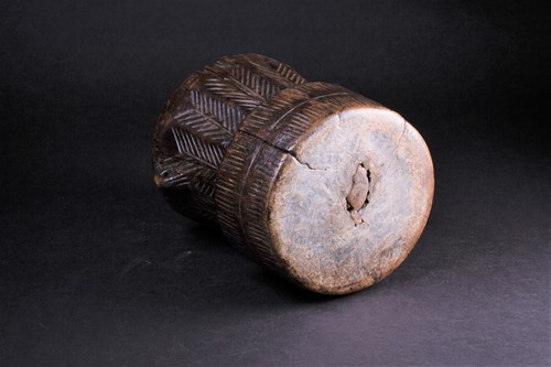 Lot 52 - An Oromo carved wood mortar, Ethiopia, a...