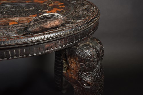 Lot 66 - An Indian carved and inlaid hardwood...
