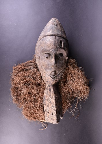 Lot 138 - A Bamum attributed mask, Cameroon, with cone...