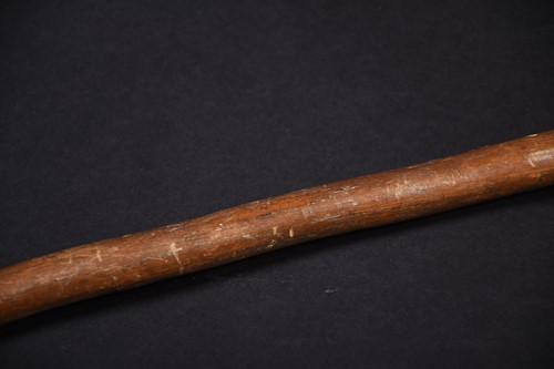 Lot 112 - An African long spear, the leaf shaped blade...
