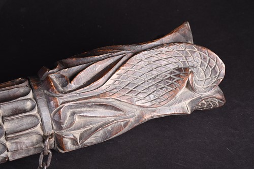Lot 134 - A large African carved wood and cow horn...