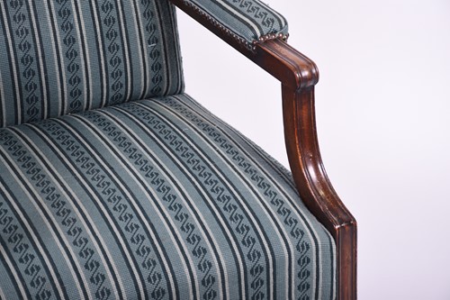Lot 109 - A Geo III style armchair, upholstered in a...