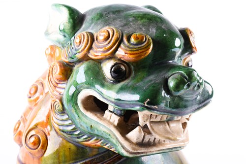 Lot 160 - A large Chinese sancai glaze temple lion, Qing,...