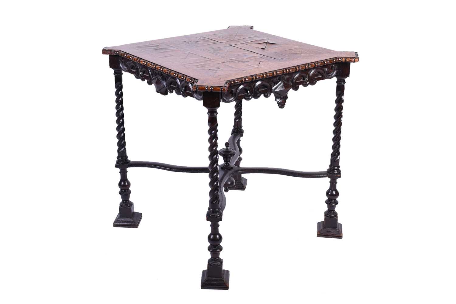 Lot 116 - An oak parquetry top table, 19th century, the...