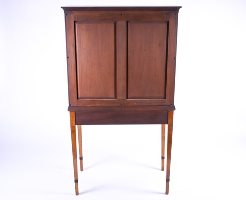 Lot 123 - A Georgian style satinwood display cabinet on...