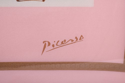 Lot 453 - After Pablo Picasso, a large silk scarf,...