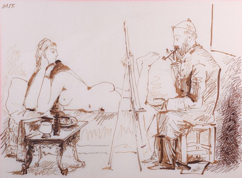 Lot 453 - After Pablo Picasso, a large silk scarf,...