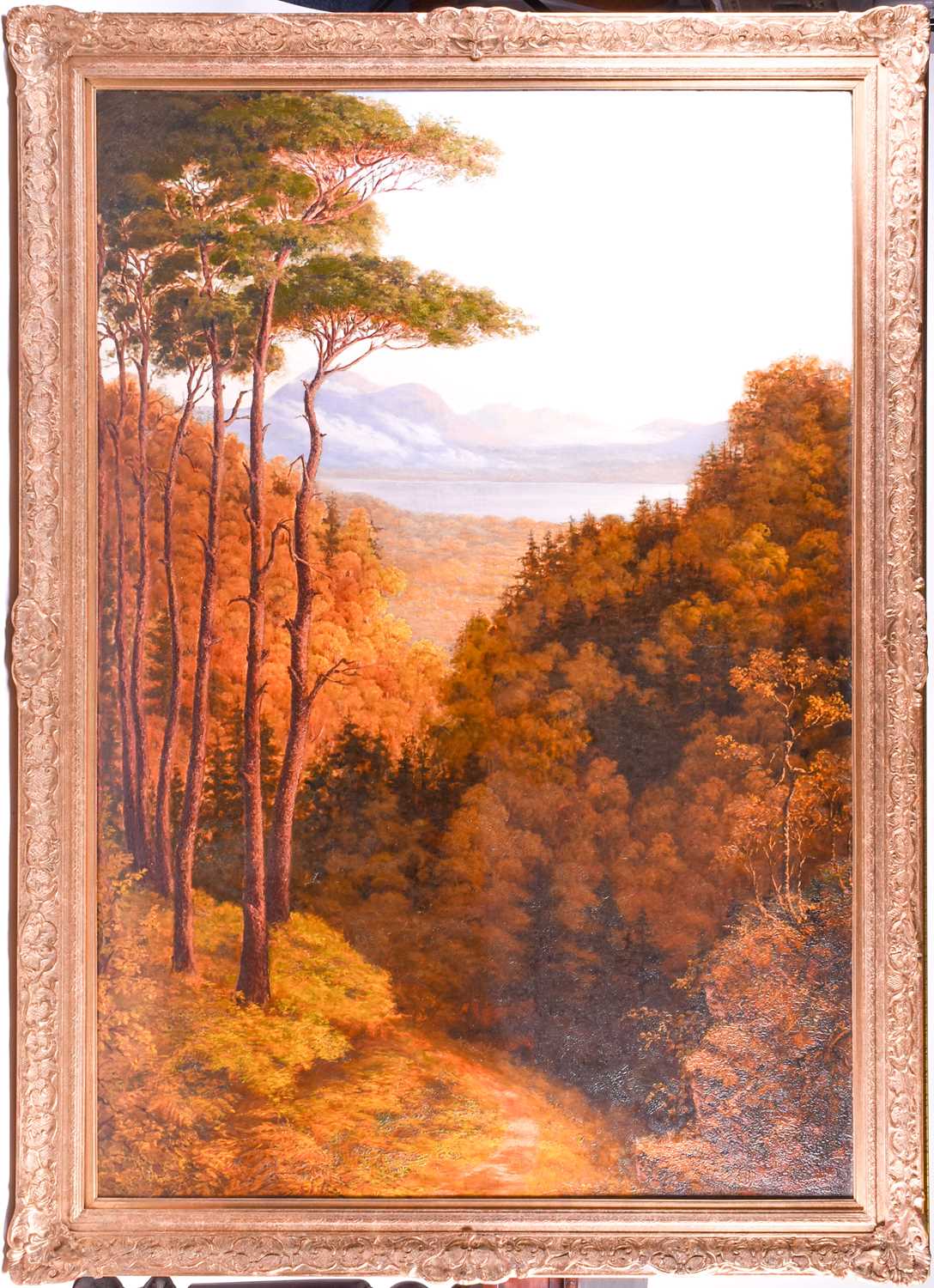 Lot 13 - A large 19th century landscape, an autumnal...