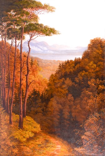 Lot 13 - A large 19th century landscape, an autumnal...