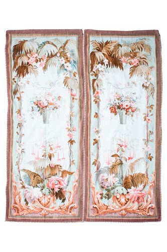 Lot 149 - A pair of large rectangular Aubusson style...