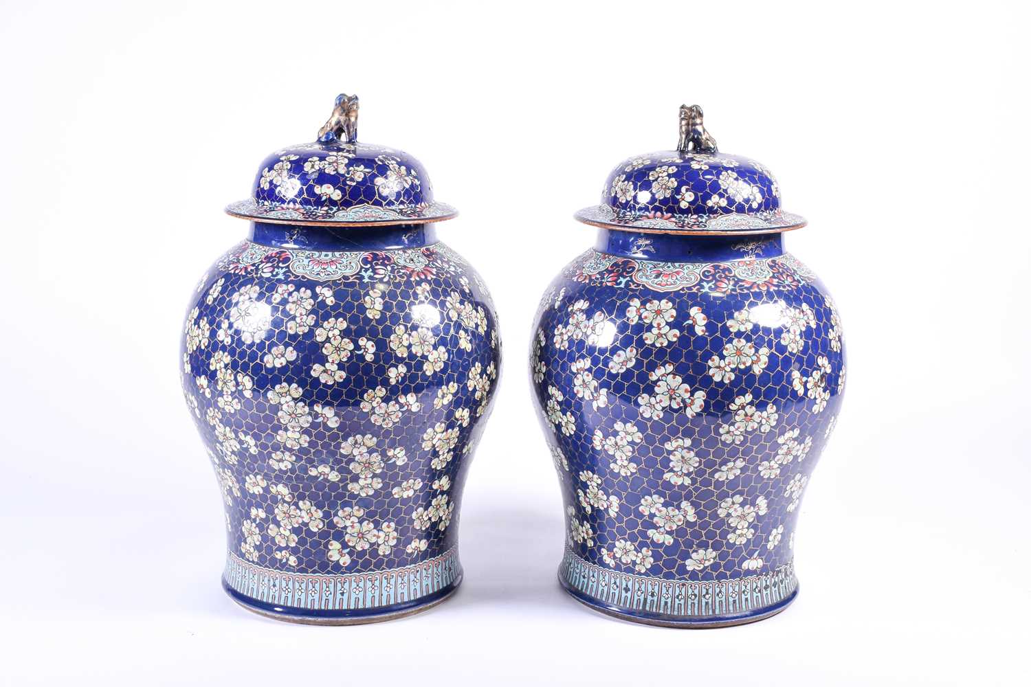 Lot 165 - A pair of large Chinese porcelain vases and...