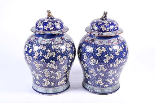 Lot 165 - A pair of large Chinese porcelain vases and...