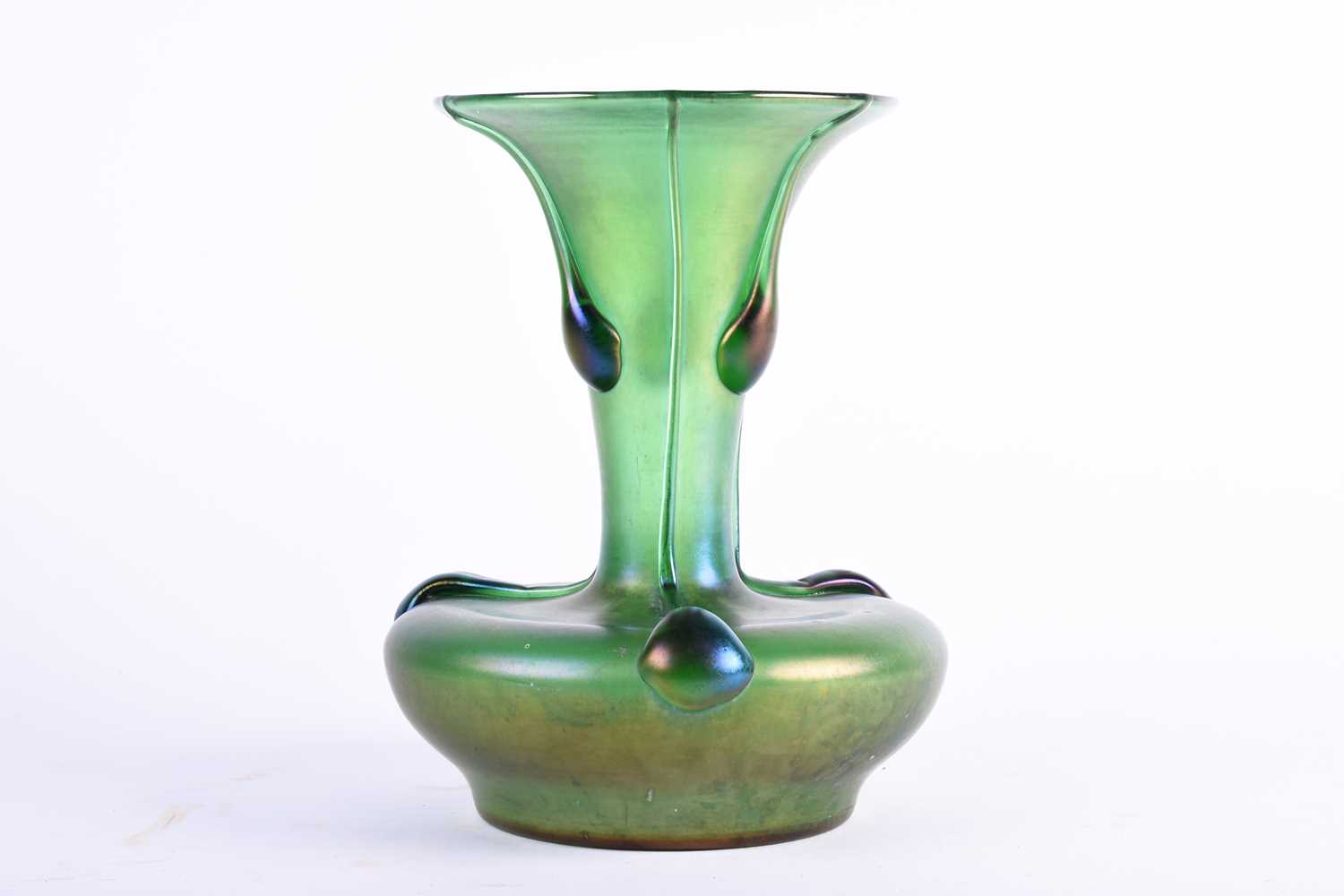 Lot 413 - An Art Nouveau design green glass vase, with
