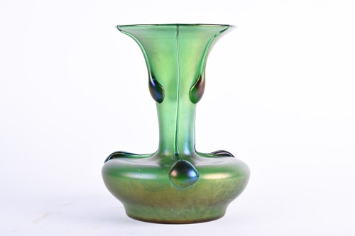 Lot 413 - An Art Nouveau design green glass vase, with...