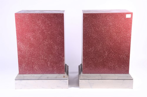 Lot 128 - A pair of faux rouge marble effect pedestals /...