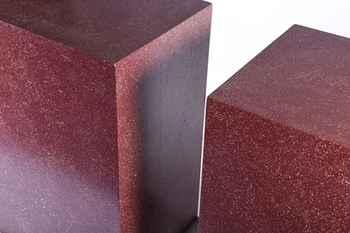 Lot 128 - A pair of faux rouge marble effect pedestals /...