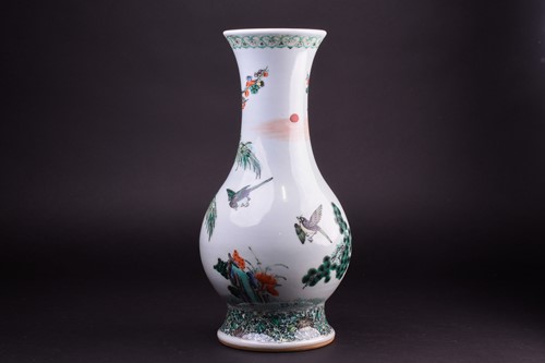 Lot 171 - A Chinese Famille Verte vase, late 19th/early...