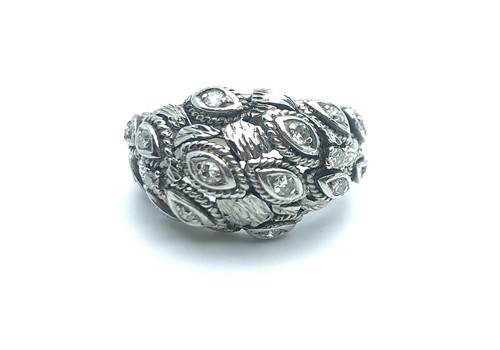 Lot 112 - An unusual white metal and cubic zirconia...