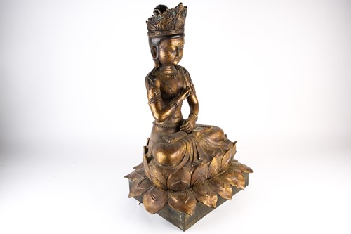 Lot 268 - A Chinese bronze figure of Avalokitesvara,...