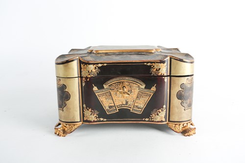 Lot 326 - A 19th century black lacquer tea caddy, of...