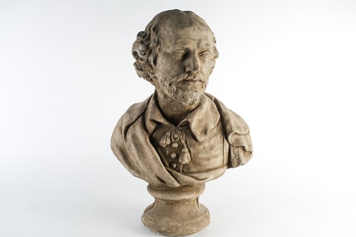 Lot 314 - A reconstituted stone bust of Shakespeare,...