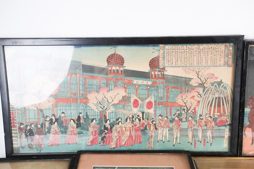 Lot 165 - A Japanese triptych woodblock,print of the...