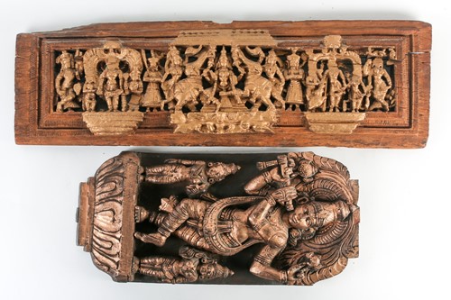 Lot 164 - A  deeply carved, and gilt Indian hardwood...