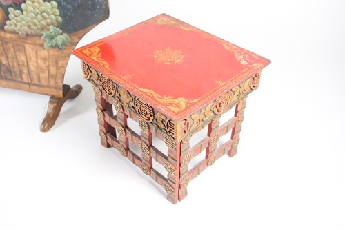 Lot 84 - An early 20th Chinese red lacquered folding...