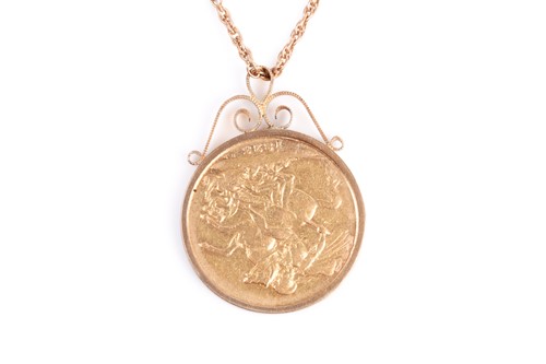 Lot 368 - A George IV double sovereign coin pendant,...