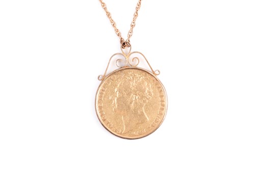Lot 368 - A George IV double sovereign coin pendant,...