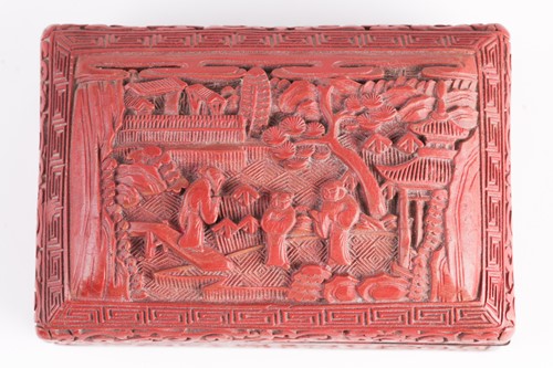 Lot 268 - An early 20th Chinese red lacquer box with...