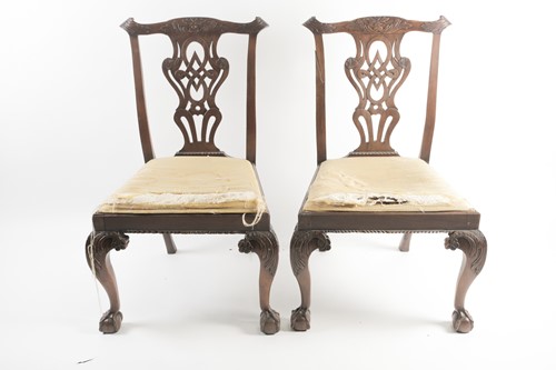 Lot 106 - A pair of Geo III carved and pieced mahogany...