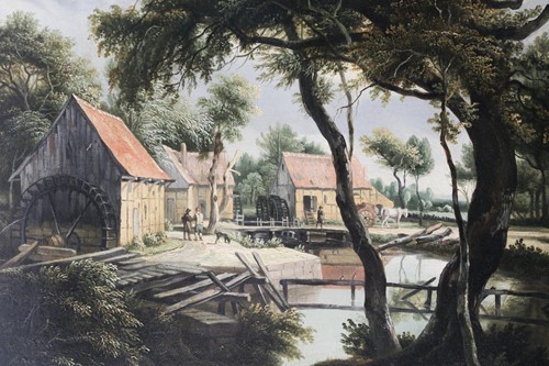 Lot 28 - Early 20th century school, a watermill in a...