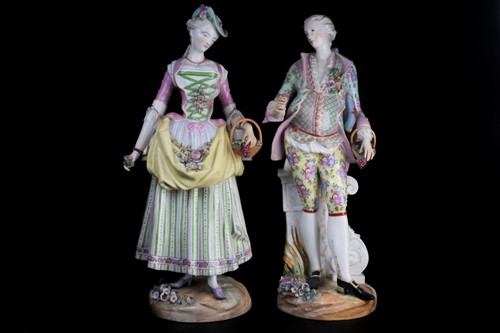 Lot 384 - A large pair of 19th century Meissen porcelain...