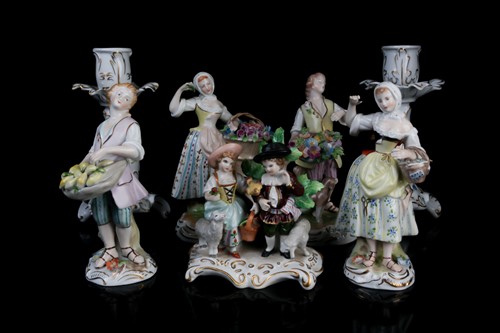 Lot 385 - A pair of 20th century Dresden porcelain...