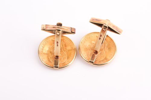 Lot 382 - A pair of coin cufflinks. Made from Austrian...
