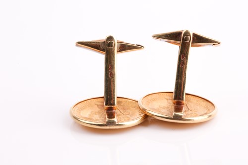 Lot 382 - A pair of coin cufflinks. Made from Austrian...