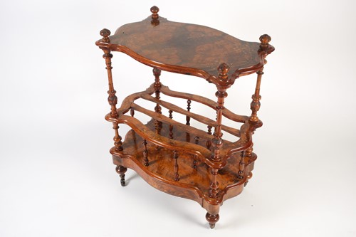 Lot 114 - A Victorian figured walnut cartouch-topped...