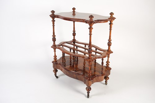 Lot 114 - A Victorian figured walnut cartouch-topped...