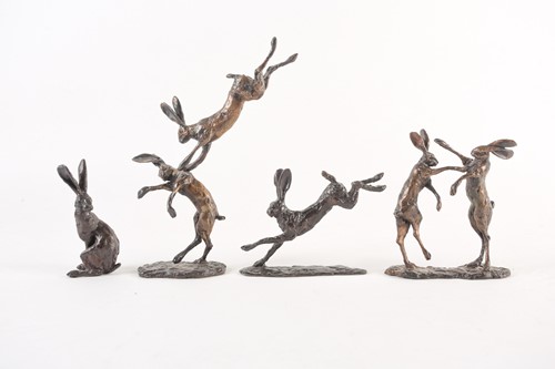 Lot 317 - A bronze figure of boxing hares by Paul...